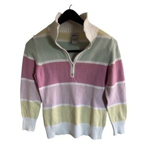 VTG 80s Together Sweater Womens S Pullover Wide‎ Collar Button Striped V1387